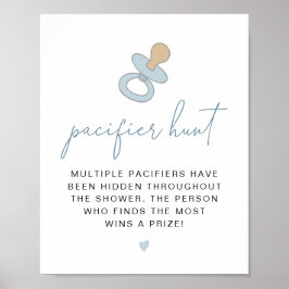 ANDI Dusty Blue Pacifier Hunt Baby shower Game Poster