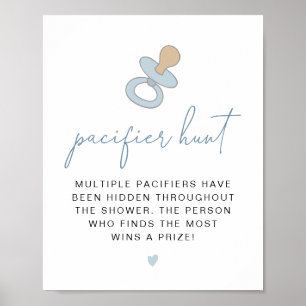 ANDI Dusty Blue Pacifier Hunt Baby shower Game Poster