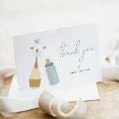 ANDI Dusty Blue Poppin Bottles Boy Baby shower Bedankkaart