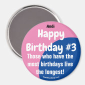 Andi Gelukkige Verjaardag #3 Meisje Magneet (Voorkant / Achterkant)