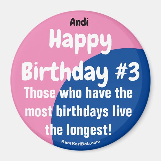 Andi Gelukkige Verjaardag #3 Meisje Magneet (Voorkant)
