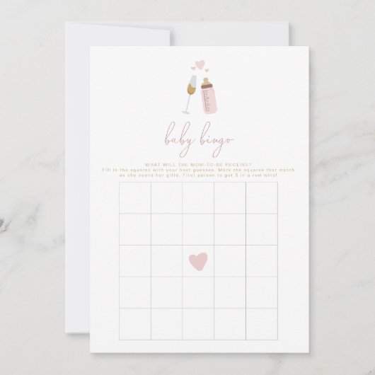 ANDI Pink Poppin' Baby shower Bingo Game Kaart (Voorkant)