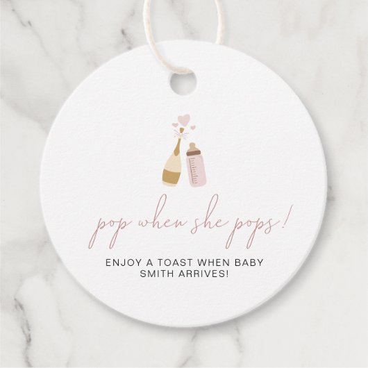 ANDI Poppin-flesjes Roze Pop wanneer ze Poppen laa Bedankjes Labels (Voorkant)