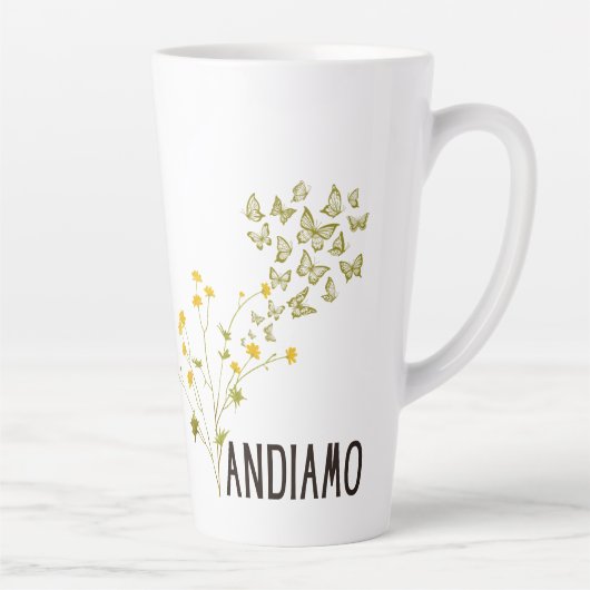 Andiamo (met Buttercups & Vlinders) Latte Mok (Rechts)