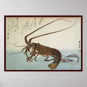 Ando Hiroshige Datablad Lobster en garnalen Poster