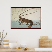Ando Hiroshige Datablad Lobster en garnalen Poster (Keuken)