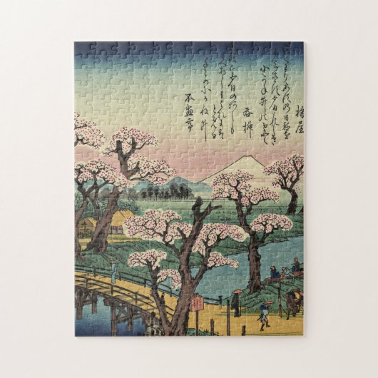 Ando Hiroshige - Evening Glow bij Koganei Bridge. Legpuzzel (Verticaal)