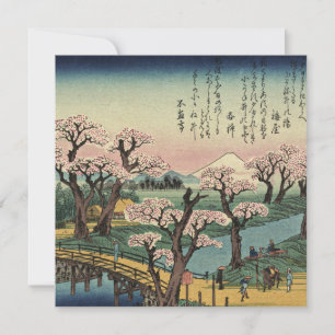 Ando Hiroshige - Evening Glow op Koganei Bridge Feestdagenkaart