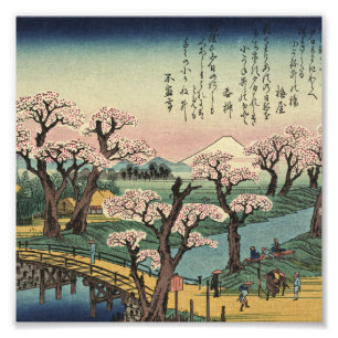 Ando Hiroshige - Evening Glow op Koganei Bridge Foto Afdruk