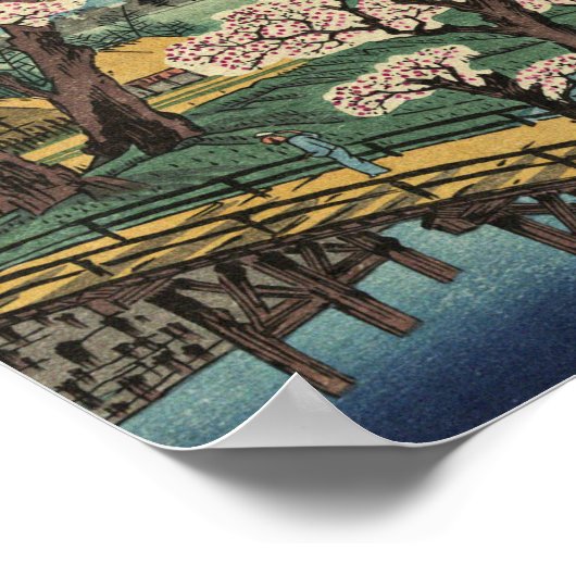 Ando Hiroshige - Evening Glow op Koganei Bridge Poster (Hoek)