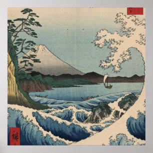 Ando Hiroshige - Zee in Satta in de provincie Suru Poster