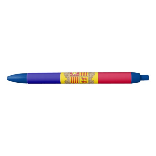 Andorra Country Flag Intrekbare Balpen Blauwe Inkt Pen (Voorkant)