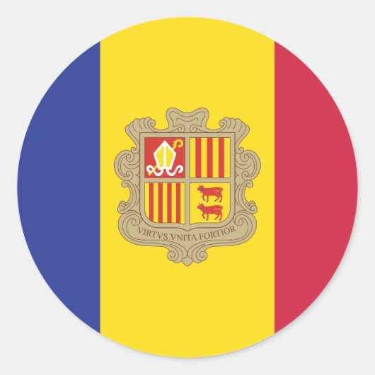Andorra Flag Classic Ronde Sticker (Voorkant)