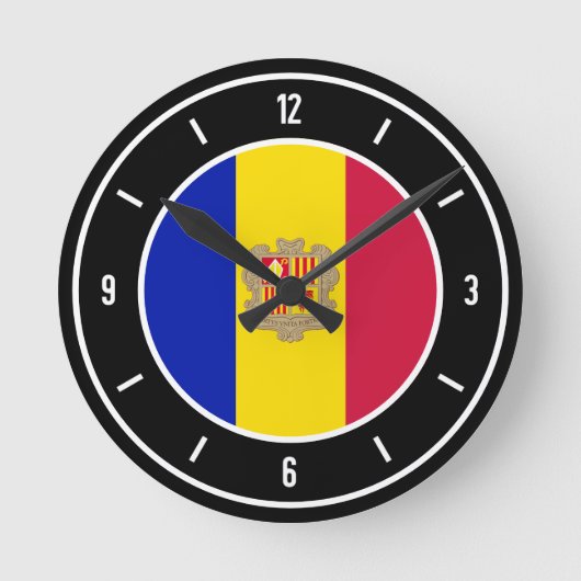 Andorra Flag Elegant Ronde Klok (Voorkant)