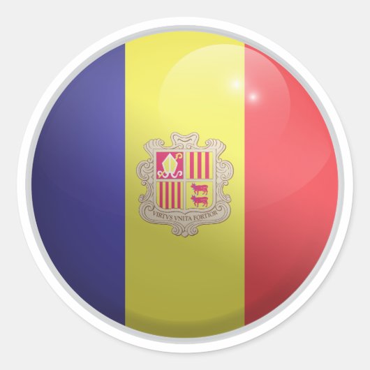 Andorra Glossy Circle Flag Ronde Sticker (Voorkant)