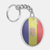 Andorra Glossy Circle Flag Sleutelhanger (Voorkant Links)