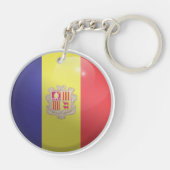 Andorra Glossy Circle Flag Sleutelhanger (Achterkant)
