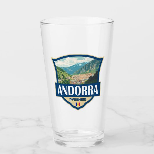 Andorra Illustratie Retro Badge Glas (Voorkant)