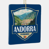 Andorra Illustratie Retro Badge Keramisch Ornament (Rechts)
