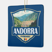 Andorra Illustratie Retro Badge Keramisch Ornament (Links)