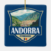 Andorra Illustratie Retro Badge Keramisch Ornament (Achterkant)
