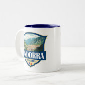 Andorra Illustratie Retro Badge Tweekleurige Koffiemok (Voorkant links)