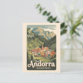 Andorra Illustration Travel Art Vintage Briefkaart (Staand voorkant)