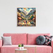 Andorra la Vella Bergstraat Canvas Afdruk (Insitu (Woonkamer))