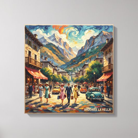 Andorra la Vella Bergstraat Canvas Afdruk (Voorkant)