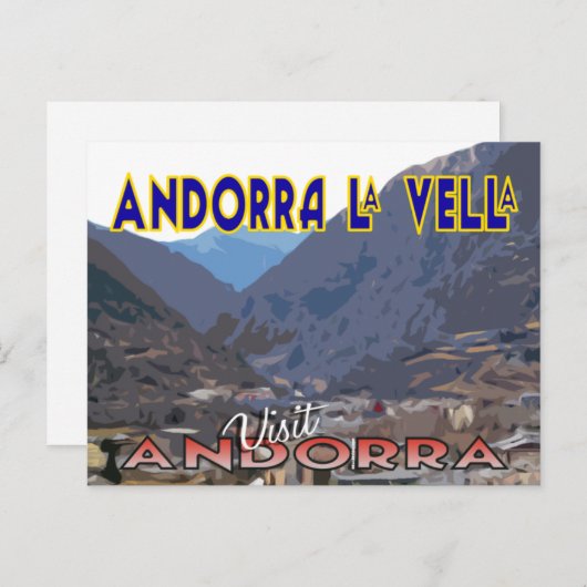 Andorra La Vella, bezoek Andorra Briefkaart (Voorkant / Achterkant)