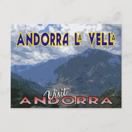 Andorra La Vella, bezoek Andorra briefkaart (Voorkant)