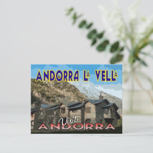 Andorra La Vella, bezoek Andorra Briefkaart (Staand voorkant)