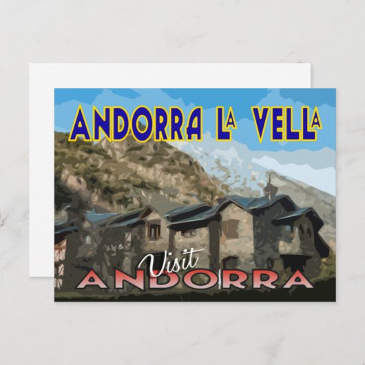 Andorra La Vella, bezoek Andorra Briefkaart (Voorkant / Achterkant)