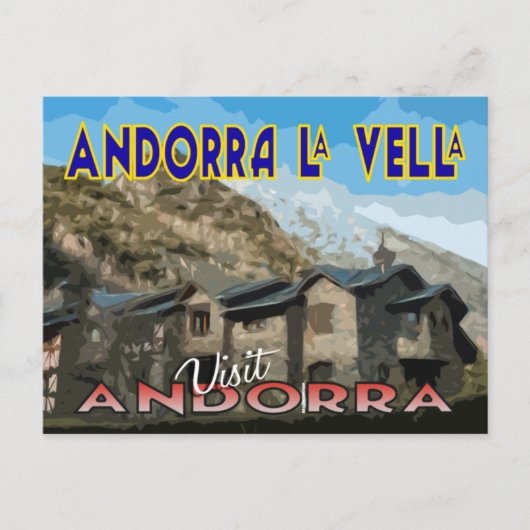 Andorra La Vella, bezoek Andorra Briefkaart (Voorkant)