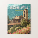 Andorra la Vella Travel Art Vintage Legpuzzel<br><div class="desc">Andorra la Vella retro vector reisontwerp. Andorra la Vella is de hoofdstad van Andorra,  in de Pyreneeën tussen Frankrijk en Spanje.</div>