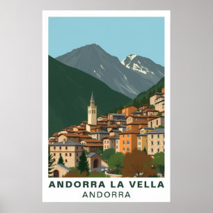 Andorra la Vella Vintage Reis Berg Kunst Poster