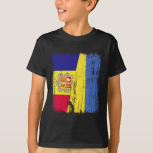 Andorra Oekraine Halfvlag Andoriaanse Oekraïense E T-shirt
