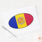 Andorra Oval Flag Sticker (Envelop)