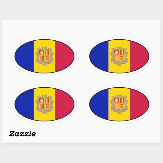 Andorra Oval Flag Sticker (Vel)