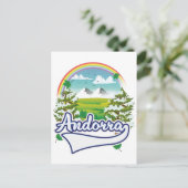 Andorra retro reislogo briefkaart (Staand voorkant)