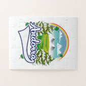 Andorra retro reizen logo legpuzzel (Horizontaal)