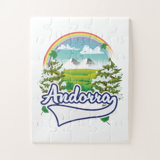 Andorra retro reizen logo legpuzzel (Verticaal)