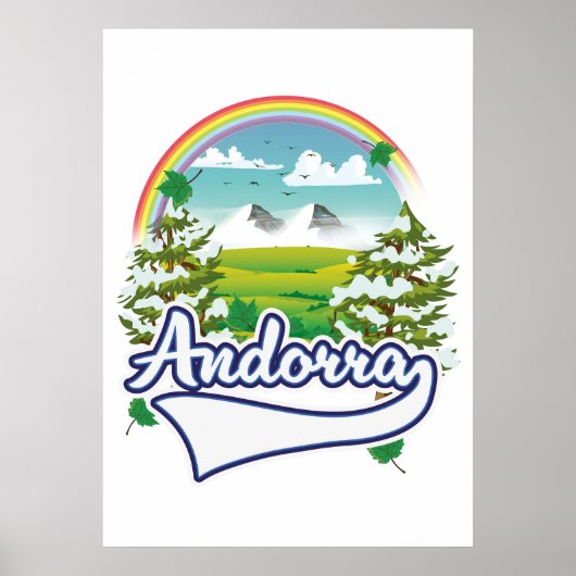 Andorra retro reizen logo poster (Voorkant)