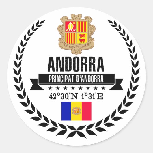 Andorra Ronde Sticker (Voorkant)