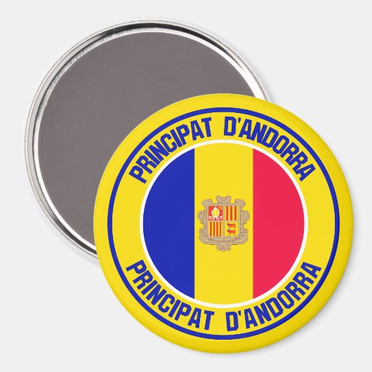 Andorra Round Emblem Magneet (Voorkant / Achterkant)