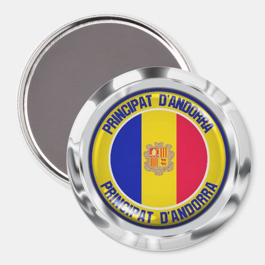 Andorra Round Emblem Magneet (Voorkant / Achterkant)