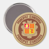Andorra Round Emblem Magneet (Voorkant / Achterkant)