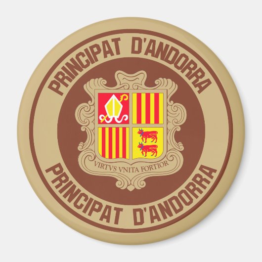 Andorra Round Emblem Magneet (Voorkant)
