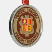 Andorra Round Emblem Metalen Ornament (Rechts)