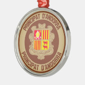 Andorra Round Emblem Metalen Ornament (Links)